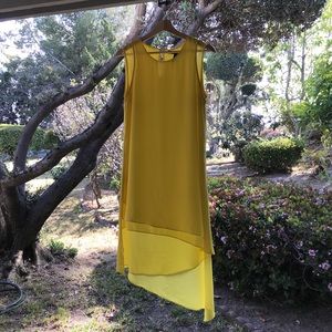 BCBG yellow high low chiffon dress